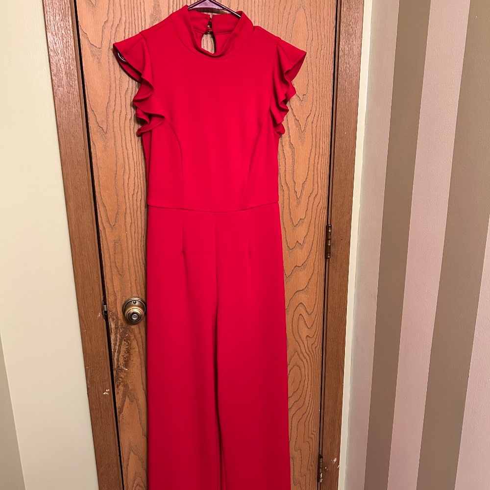 Red Jumpsuit, Ruffle Sleeves